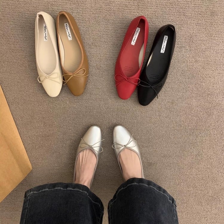 Silver Single-Layer Shoes Women'S Skirt 2025 Spring New Late Night Breeze Gentle Bow Inner Height Increasing Milk Shoes Vintage - Image 2